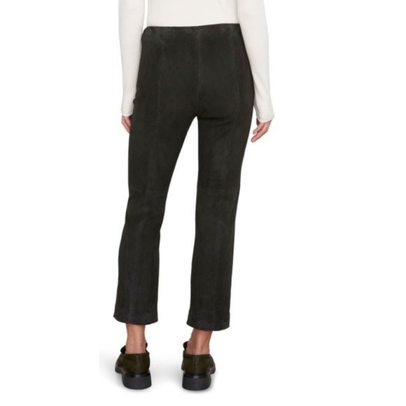 Vince $1295 Stretch Genuine Suede Cropped Flare Legging Pants NWT Black L - Picture 5 of 7
